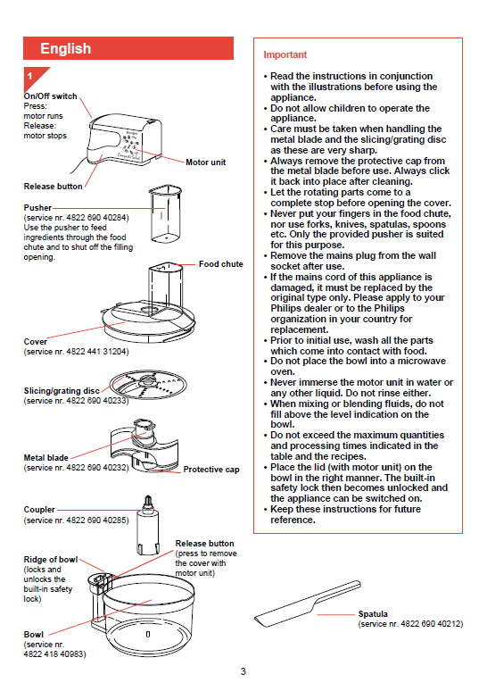 飞利浦搅拌机HR2830型英文说明书_飞利浦搅
