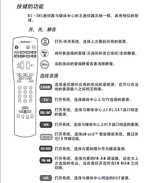 博士悠闲rc-38s 型遥控器说明书