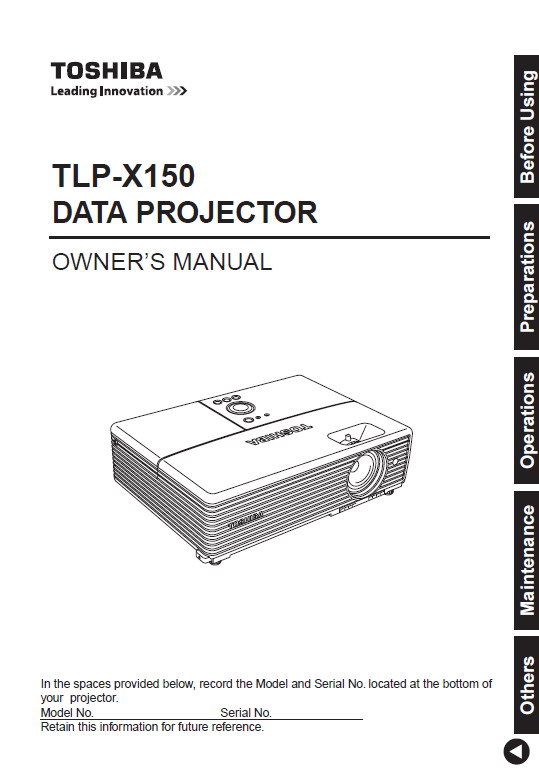 东芝TLP-X150投影机英文使用说明书_东芝TL