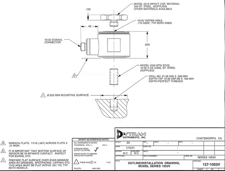 Dytran1053V6压电式力传感器产品说明书_Dy
