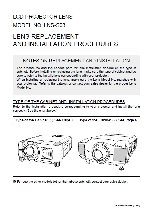 三洋LNS-S03投影机英文说明书_三洋LNS-S0
