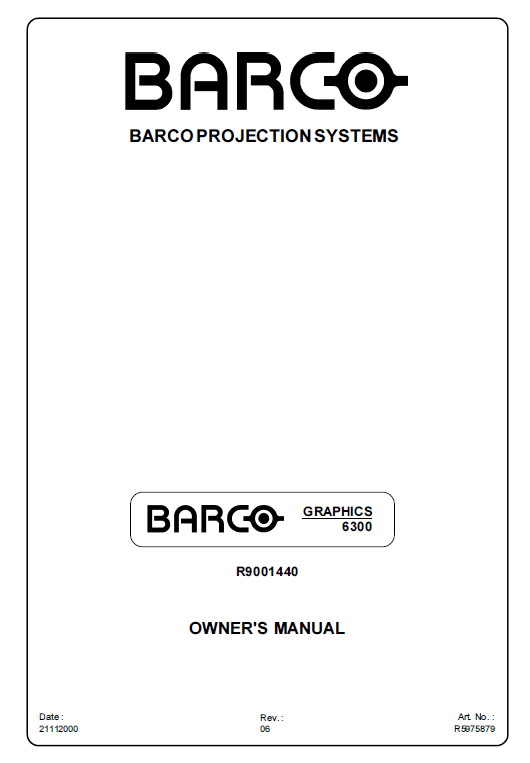 Barco巴可GRAPHICS6300投影机英文说明书官