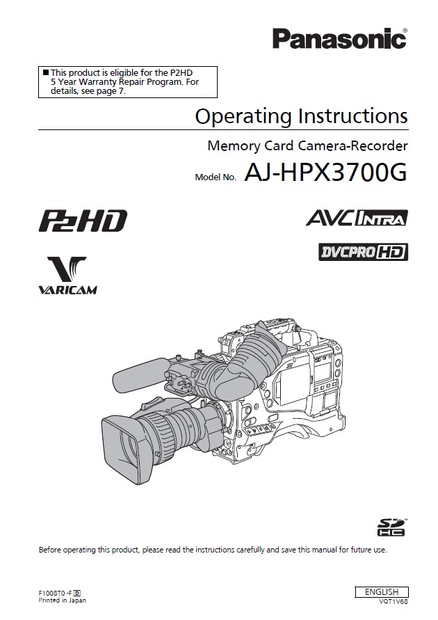 松下AG-HPX3700摄影机使用说明书_松下AG