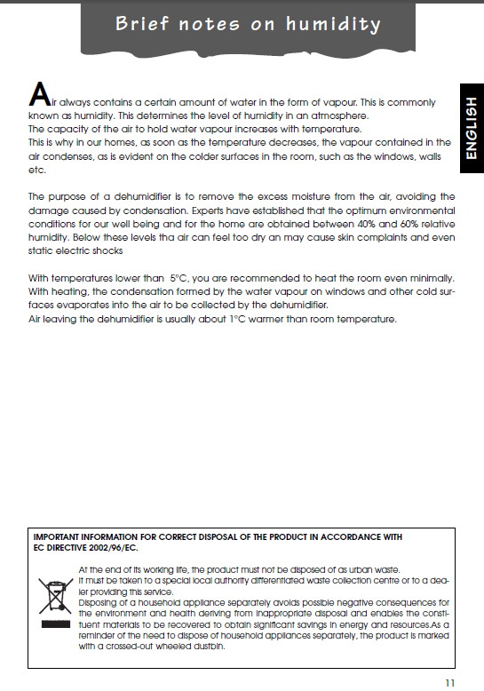 德龙DEM10抽湿机英文说明书官方下载|德龙D