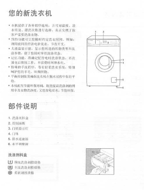 伊莱克斯 ew-1260s全自动滚筒洗衣机 使用说明书