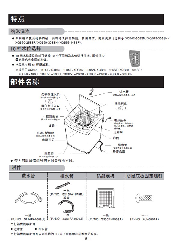 lgxqb50-168sf洗衣机使用说明书