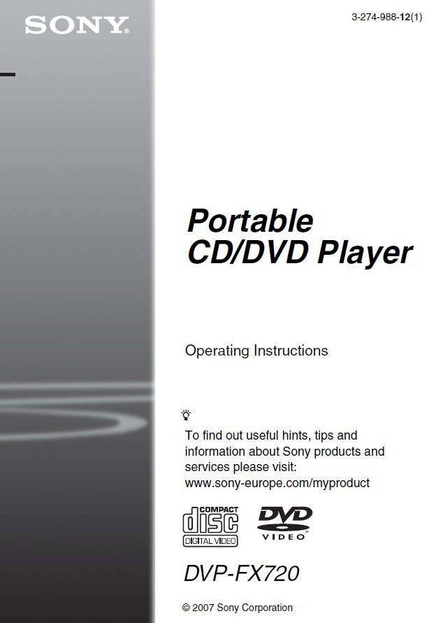 索尼DVP-FX720播放器说明书_索尼DVP-FX7