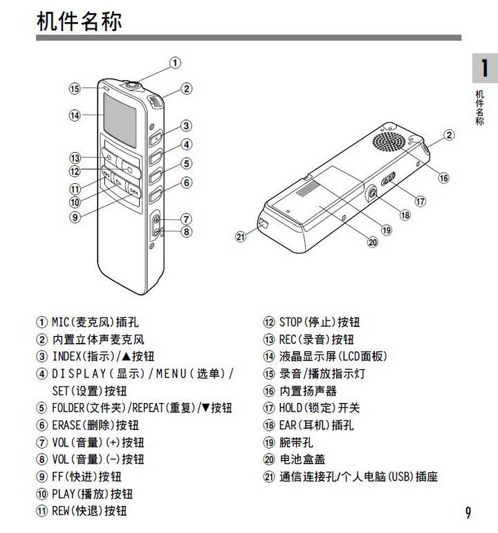 奥林巴斯录音笔DS-20型使用说明书