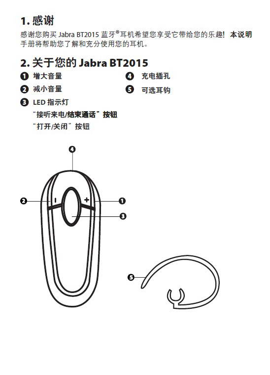 捷波朗bt2015蓝牙耳机使用说明书