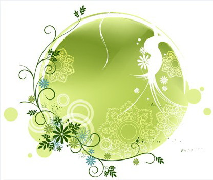 矢量绿色时尚花纹素材32