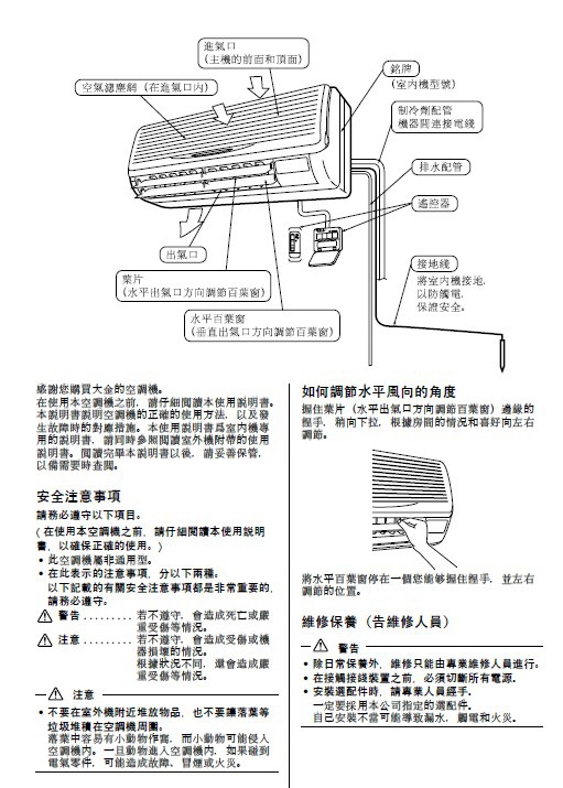 大金kfr-36g变频空调使用说明书