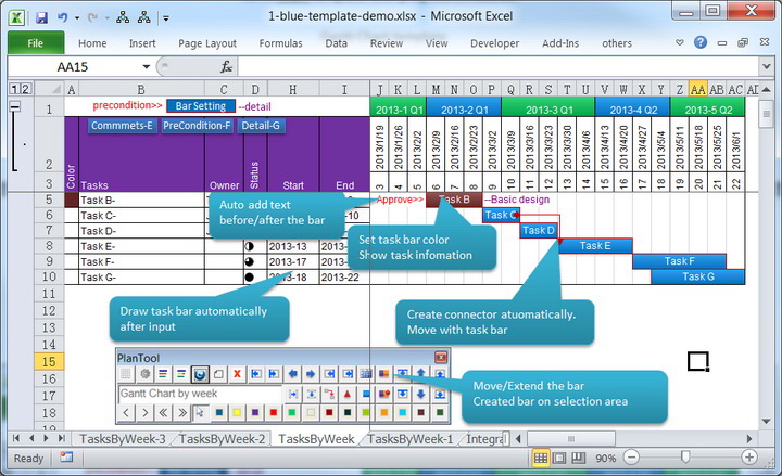 blue excel-甘特图计划生成工具