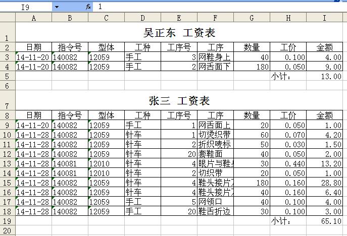 满天星鞋厂计件工资