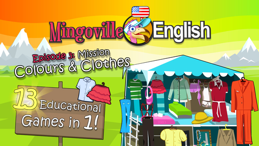 儿童英语-Mingoville中的'颜色和衣服'-益智游戏