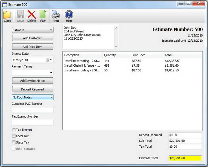 Bid-n-Invoice Basic Invoice