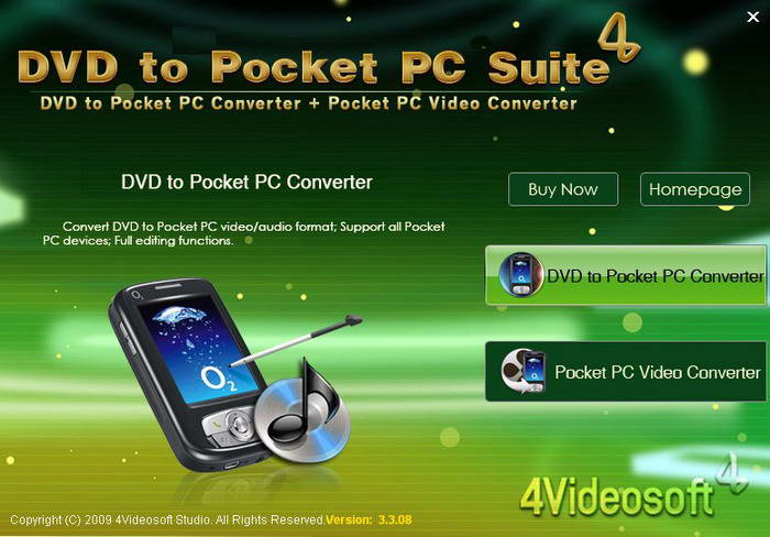 4videosoft dvd to pocket pc suite是一款优质的视频转换软件.