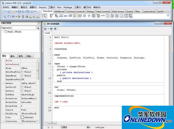 Lazarus(Pascal編譯器)截圖