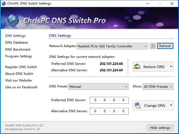 ChrisPC DNS Switch pro截圖