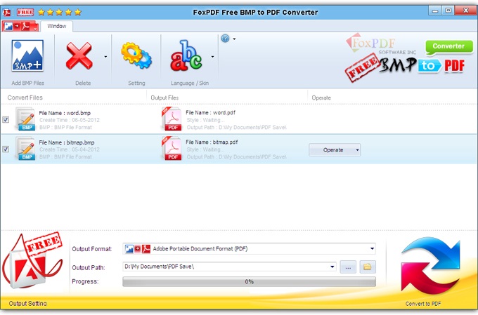 FoxPDF Free BMP to PDF Converter截图