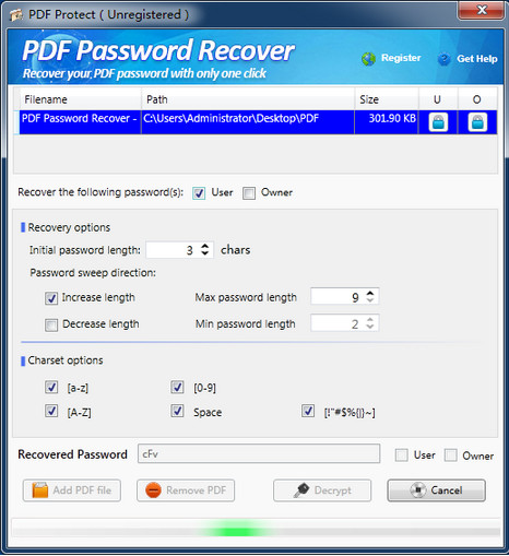 PDF密码恢复工具(PDF Password Recover)