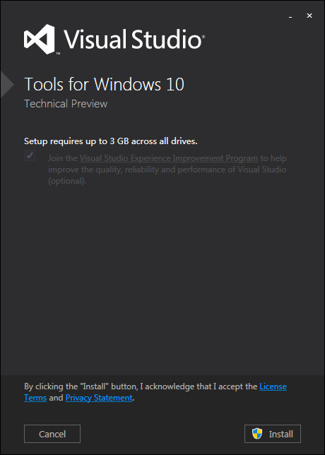 Windows10技术预览版开发工具段首LOGO