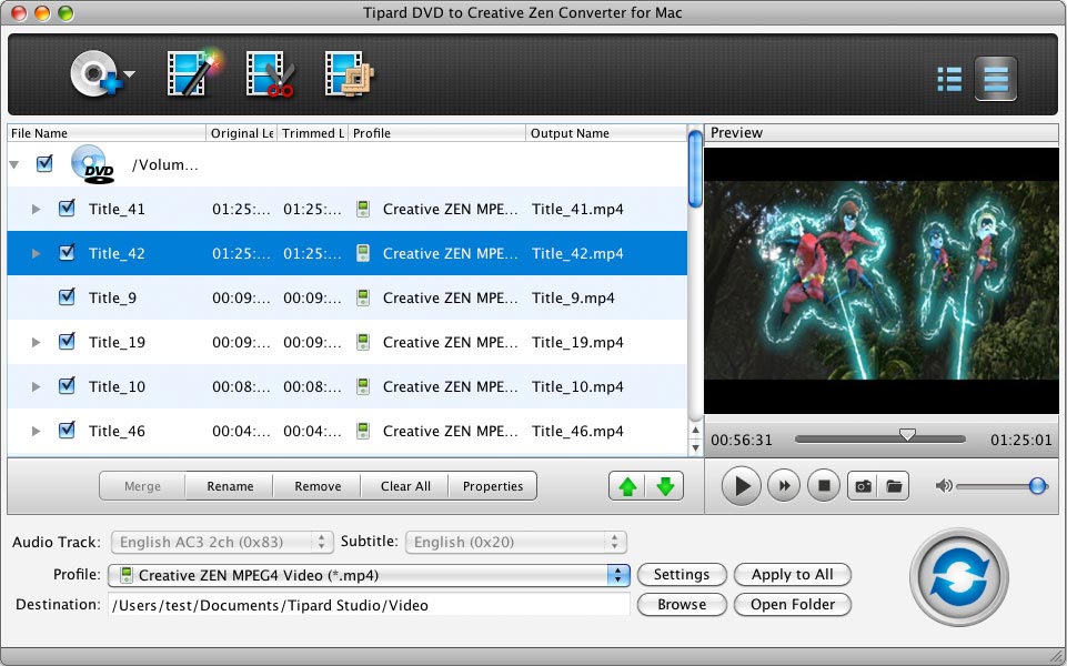 Tipard DVD to Creative Zen Converter for Mac