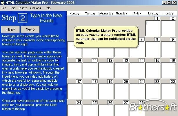 HTML Calendar Maker Pro