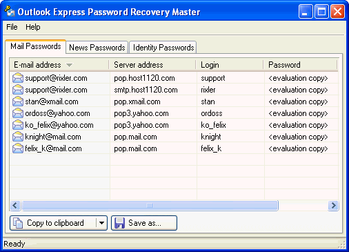Outlook Express Password Revealer